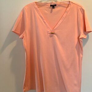 Talbots - Classic Peach cap-sleeve pima cotton top with v-neckline  Size M